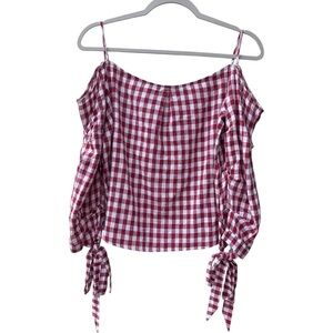 Aroma Red/wht Checkered Off The Shoulder Top Women Size 12